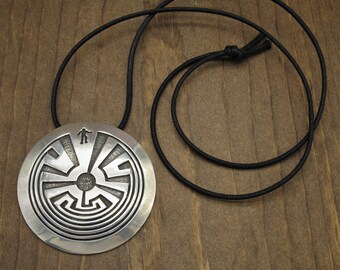 Tohono O'Odham Rick Manuel Sterling Silver Man in the Maze Necklace