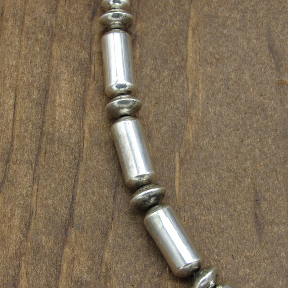 Vintage Sterling Silver Cylinder Beaded Necklace - image 2