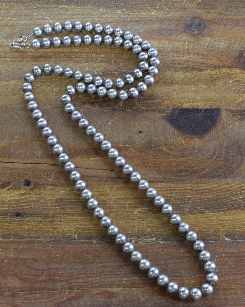 Sterling Silver Round Bead Necklace 40 1/2 Etsy