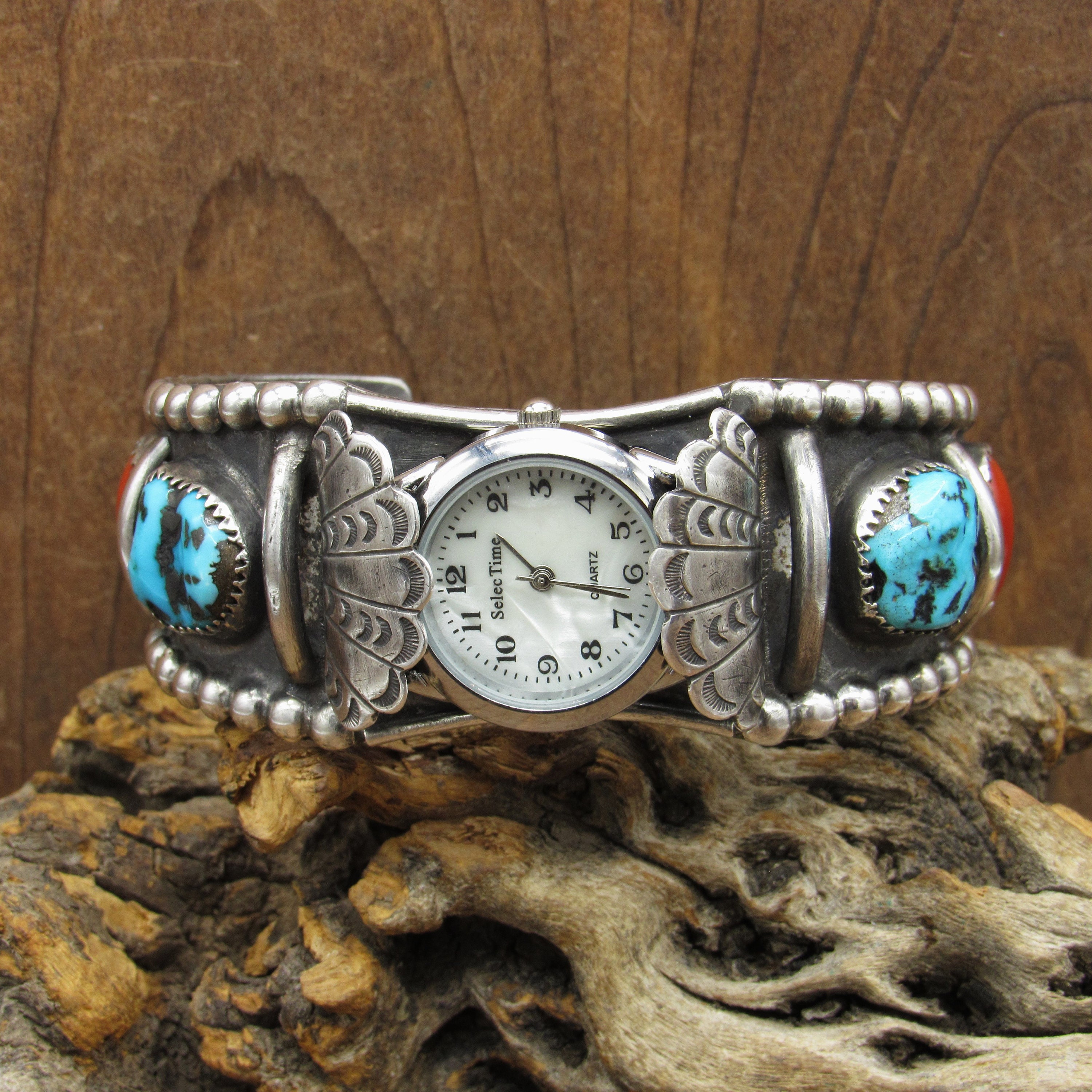 Hot, hot, hot! 24kt and sterling silver Sun Face Southwest watch. Ladies Vintage Southwest Traditions Indian Head Liberty  main image 2
