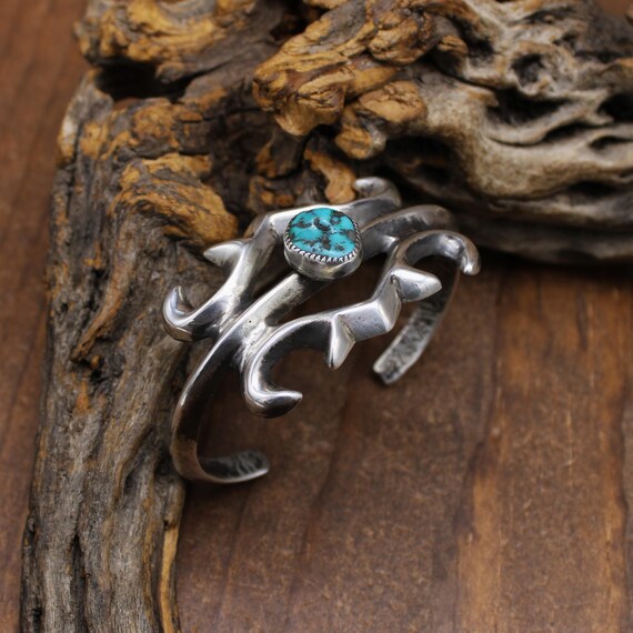 Sterling Silver and Turquoise Sand Cast Cuff Bracelet* View 5