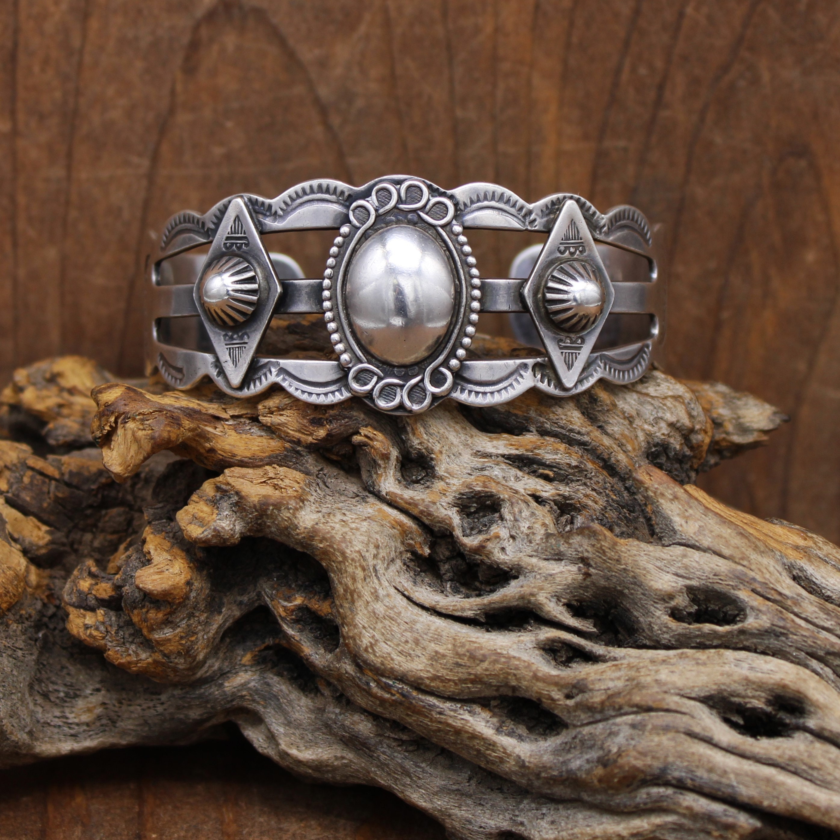 Sterling Silver Fred Harvey Style Stamped Cuff Bracelet - Etsy