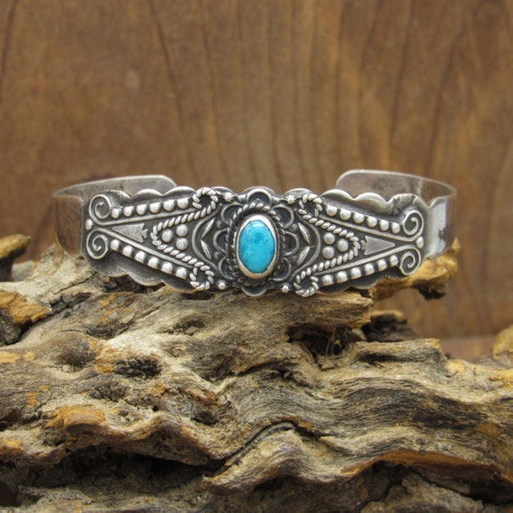 Sterling Silver and Turquoise Silver Arrow Cuff B… - image 1