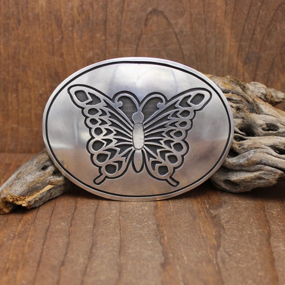 Large Oval Sterling Silver Handmade Butterfly Bel… - image 1