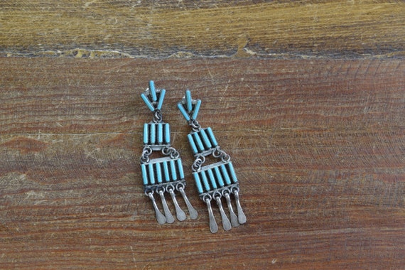 Vintage Sterling Silver Turquoise Chandelier Earri