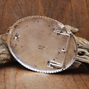 Handsome Sterling Silver Oval Buckle with Inlay and Elk Overlay Design image 4