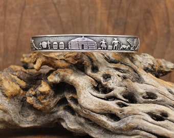 Vintage Sterling Silver Navajo Story Bracelet Signed HL * - Etsy