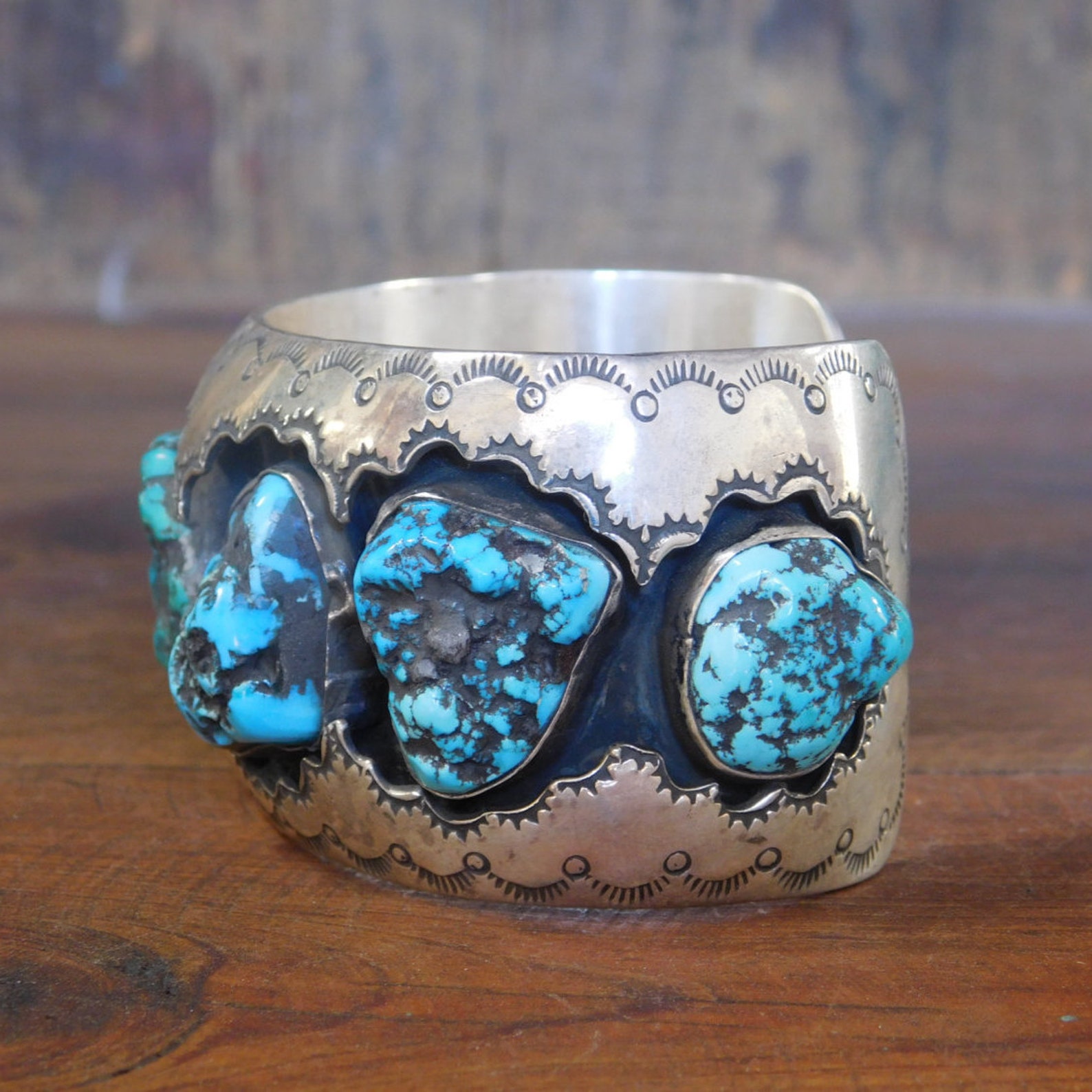Vintage Navajo Sterling Silver and Turquoise Watch Cuff - Etsy