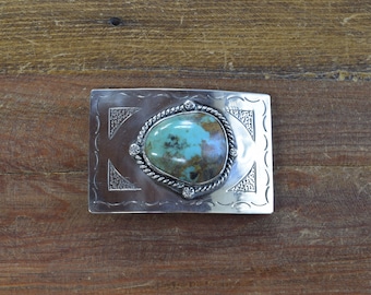 Navajo Sterling Silver Turquoise Belt Buckle