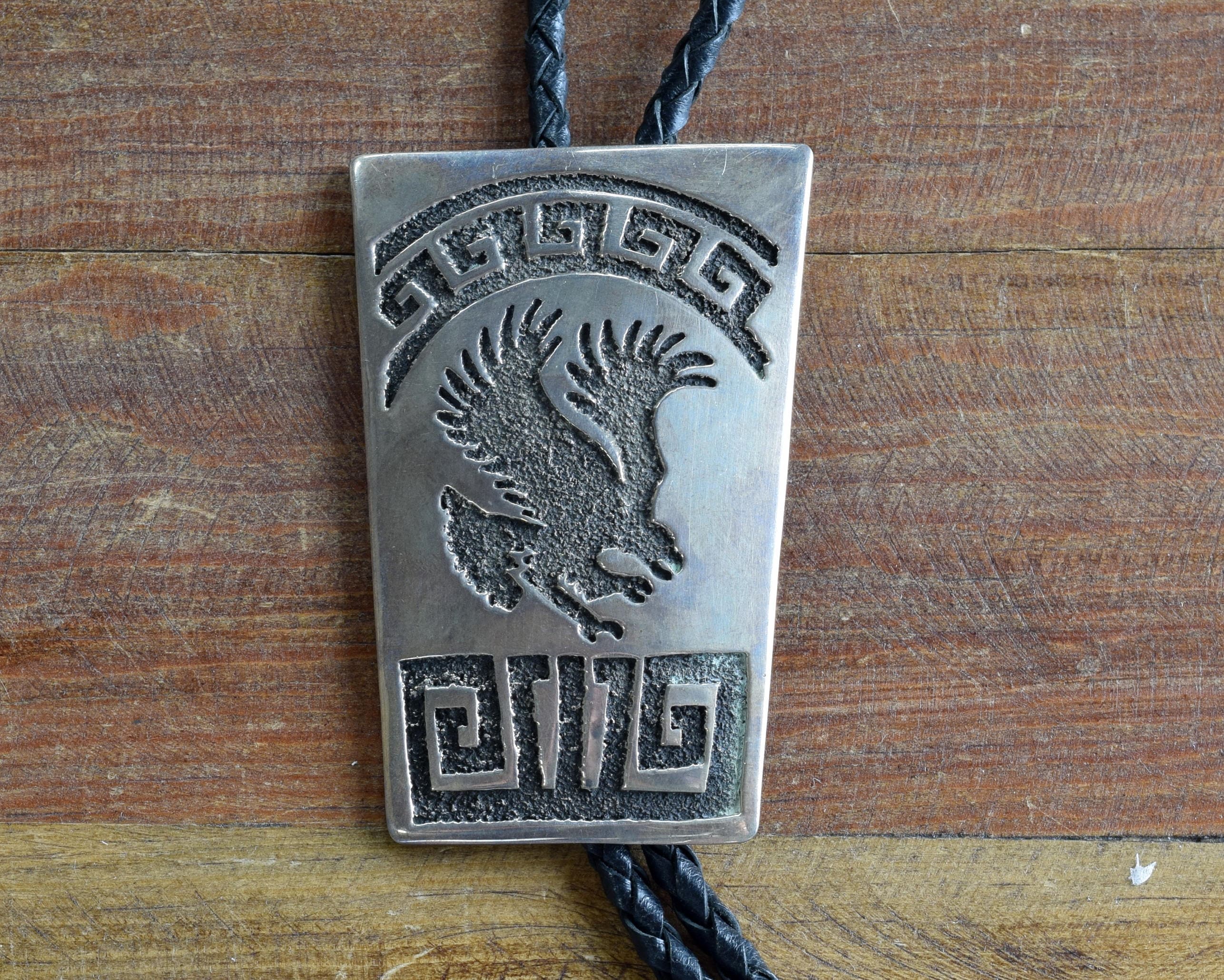 Randy Hoskie Navajo Sterling Silver Bolo Tie With Eagle Design