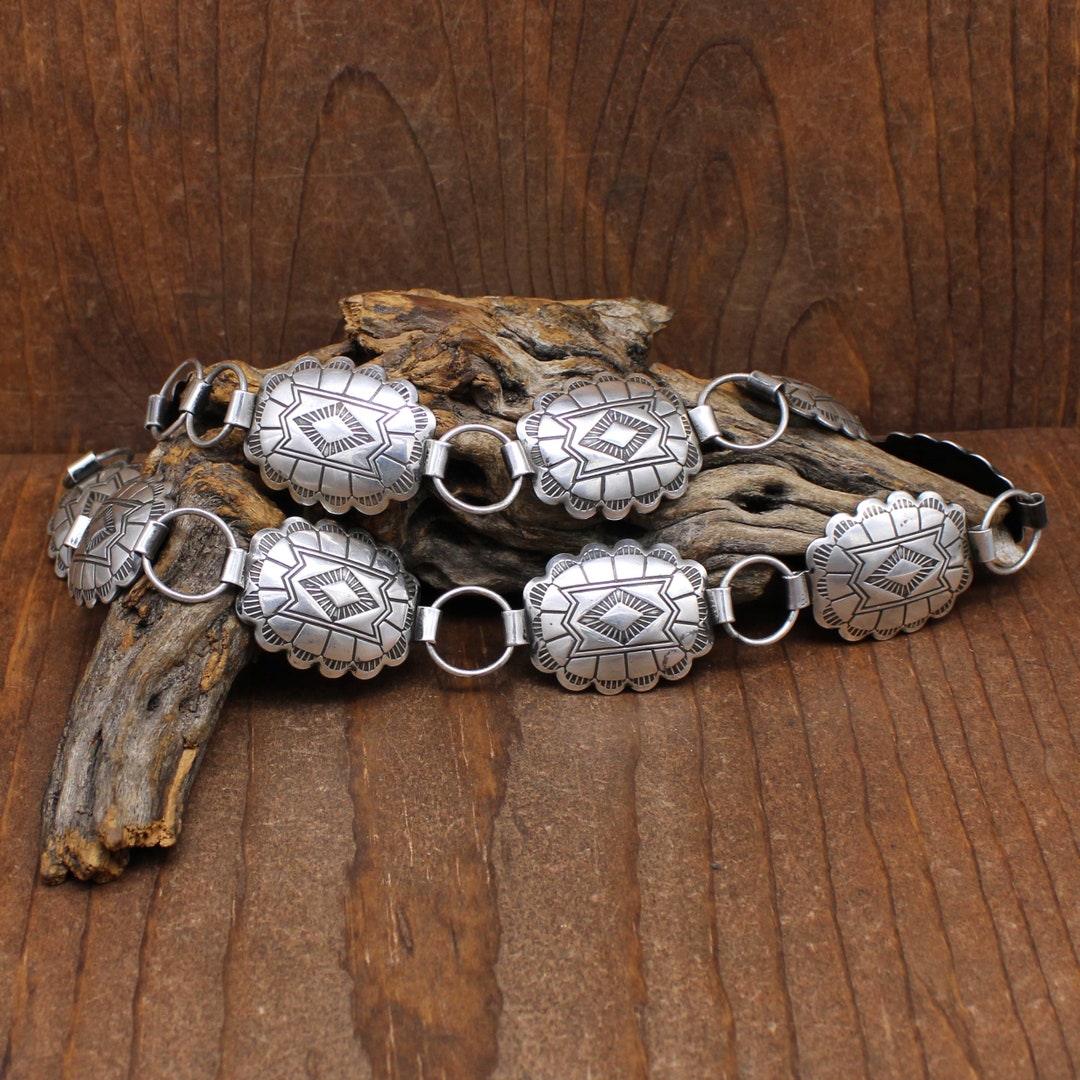 Superb Vintage Navajo Native American Jewelry jewelry Hand Wrought Concho Belt Hat Band Hatband Superb Vintage Navajo Native American Jewelry jewelry Hand Wrought Concho Belt Hat Band Hatband