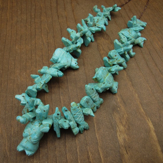 Southwest Carved Turquoise Necklace with Standing… - image 4