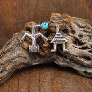 Cast Sterling Silver and Turquoise Female Yei Pin