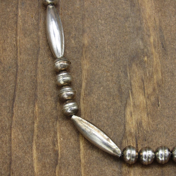 Vintage Sterling Silver Beaded Necklace - image 2