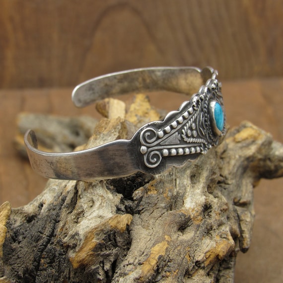 Sterling Silver and Turquoise Silver Arrow Cuff B… - image 2