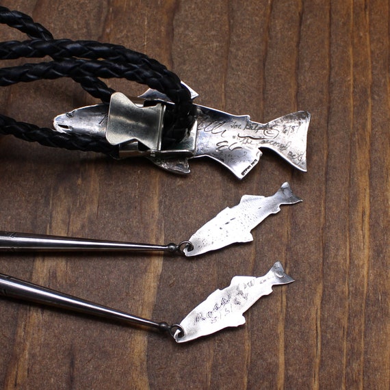 Unique Vintage Sterling Silver Trout Bolo Tie Gem