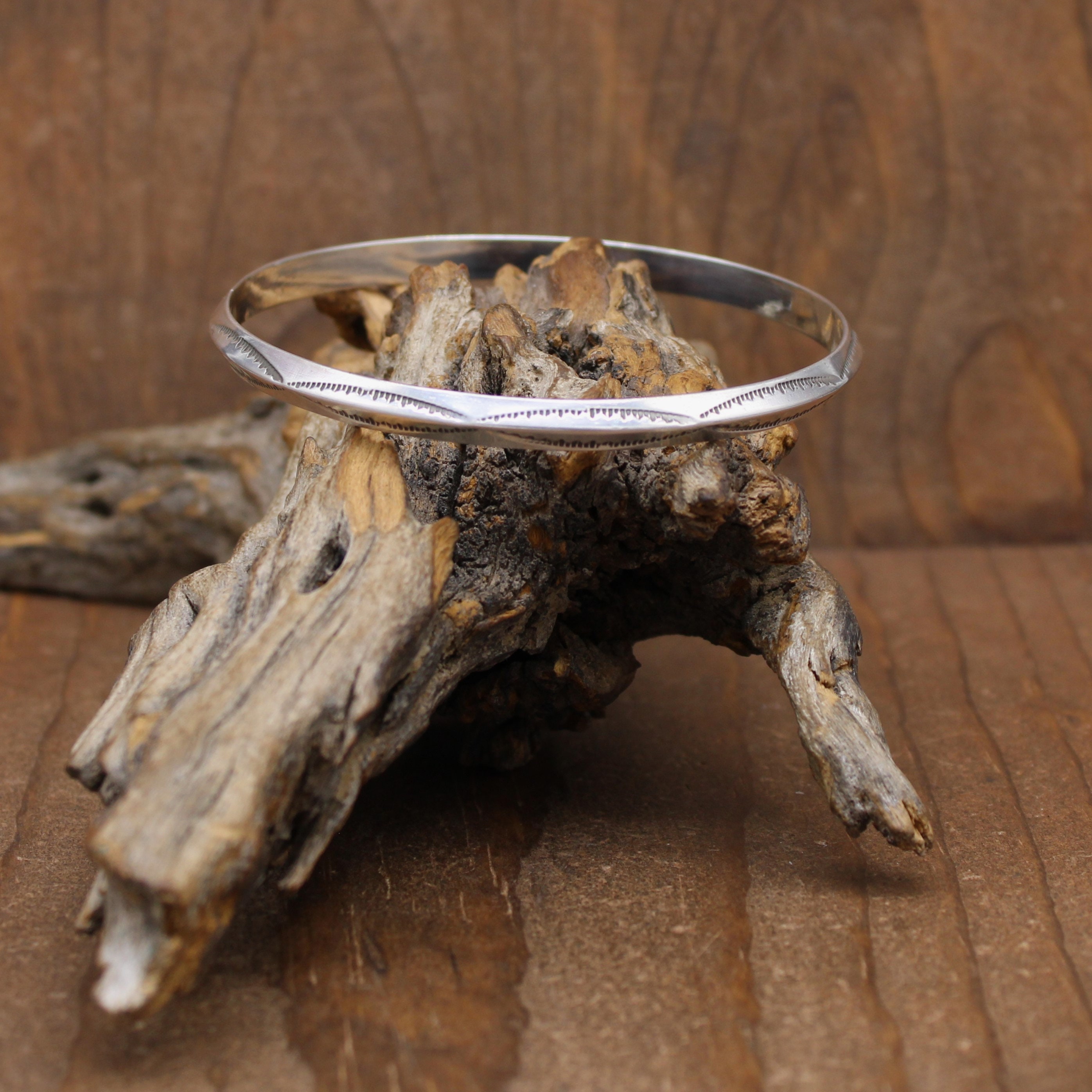 Sterling Silver Triangle Wire Southwest Bangle Bracelet by