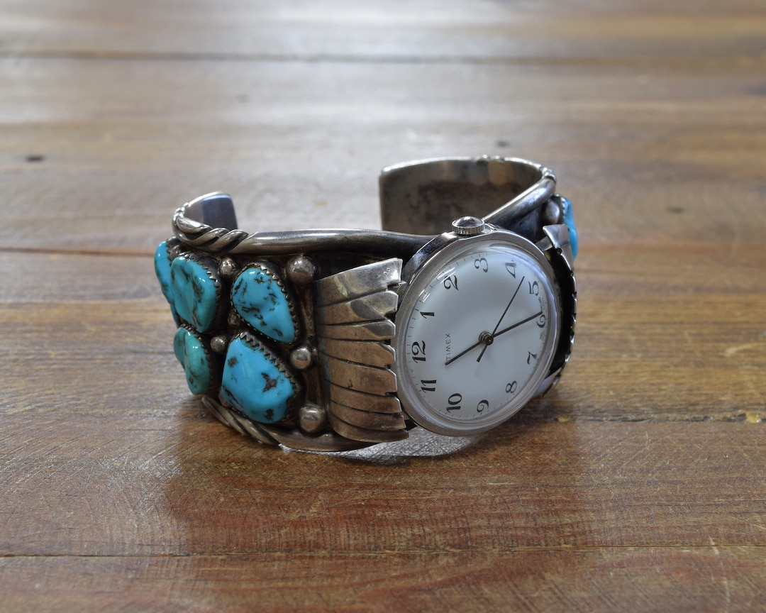 Silver and turquoise watch deals