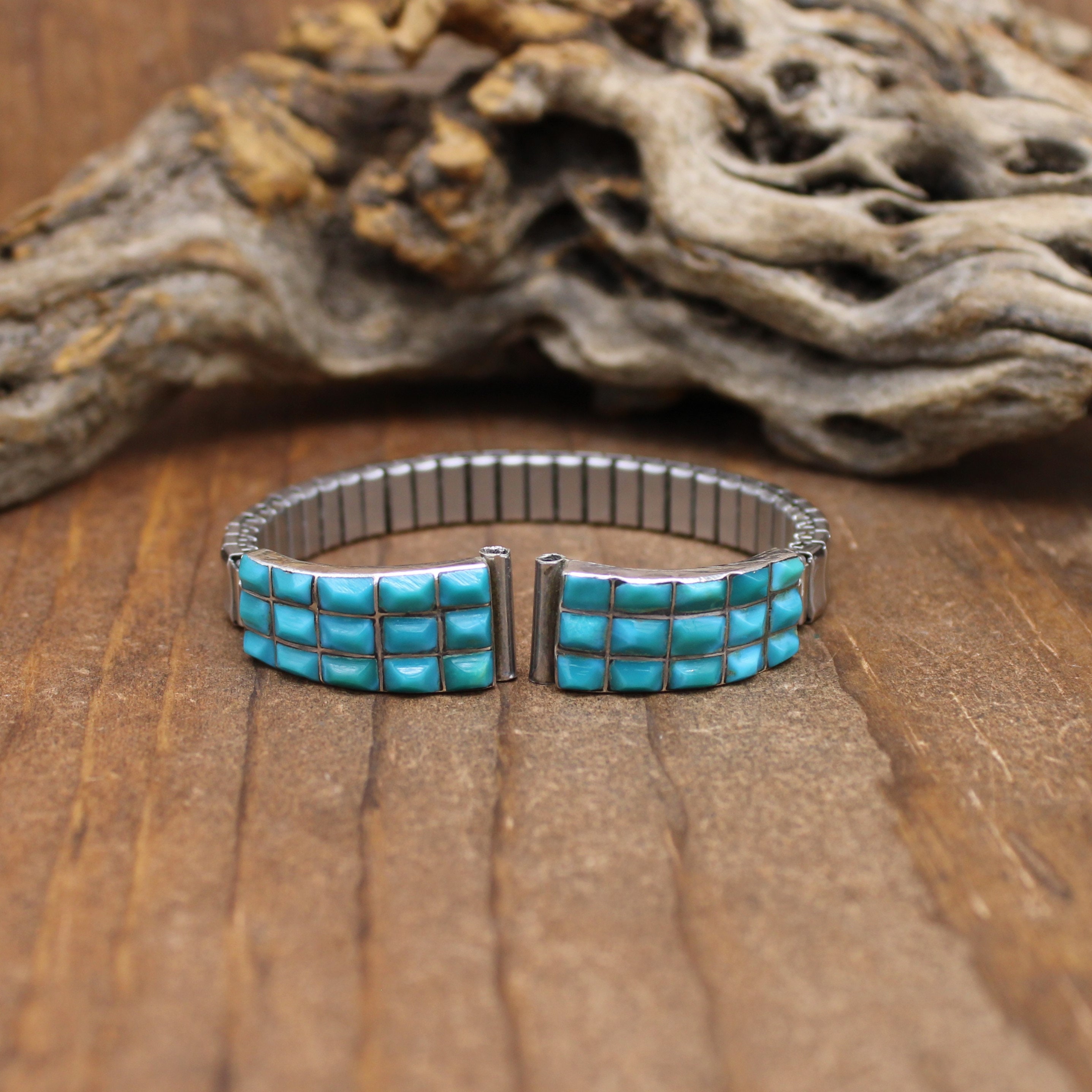 Vintage Sterling Silver Turquoise Inlaid Zuni Watch Band * - Etsy