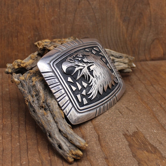 Sterling Silver Domed Eagle Buckle by Navajo Tomm… - image 3