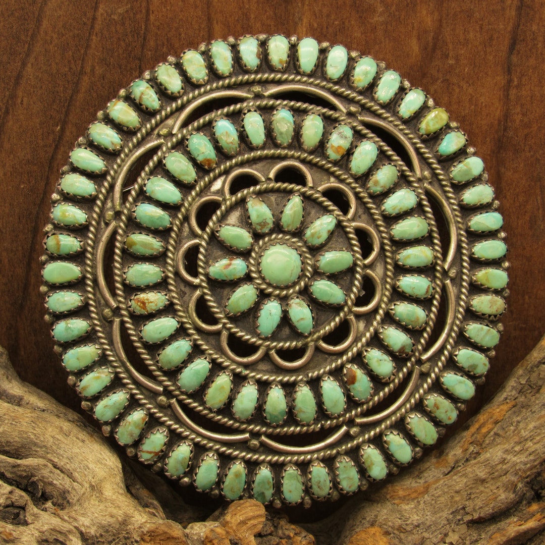 Navajo LMB Sterling Silver and Green Turquoise 3