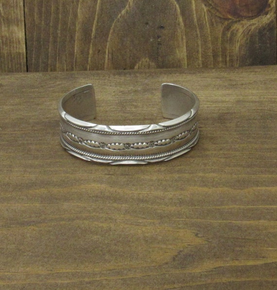 Southwest Sterling Silver Cuff Bracelet with Stamp