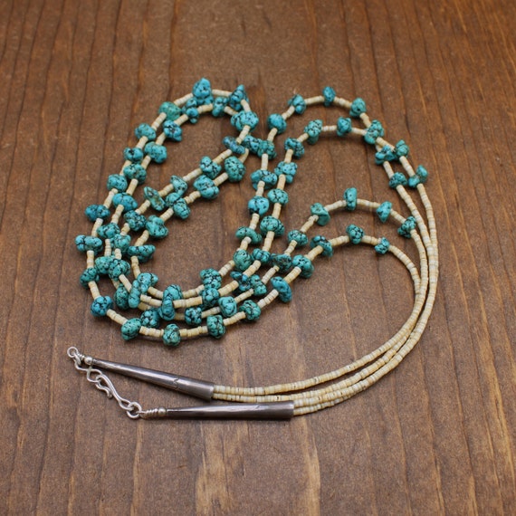 Vintage 2 Strand Small Turquoise Nugget and Heish… - image 5