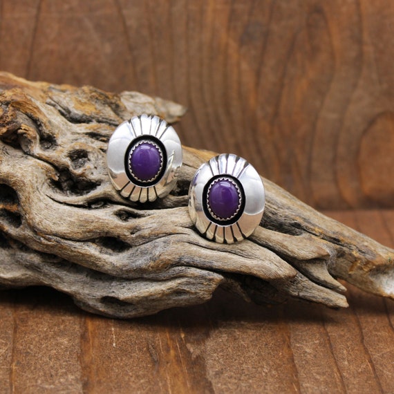 Southwestern Sterling Silver and Sugilite Oval Sh… - image 1