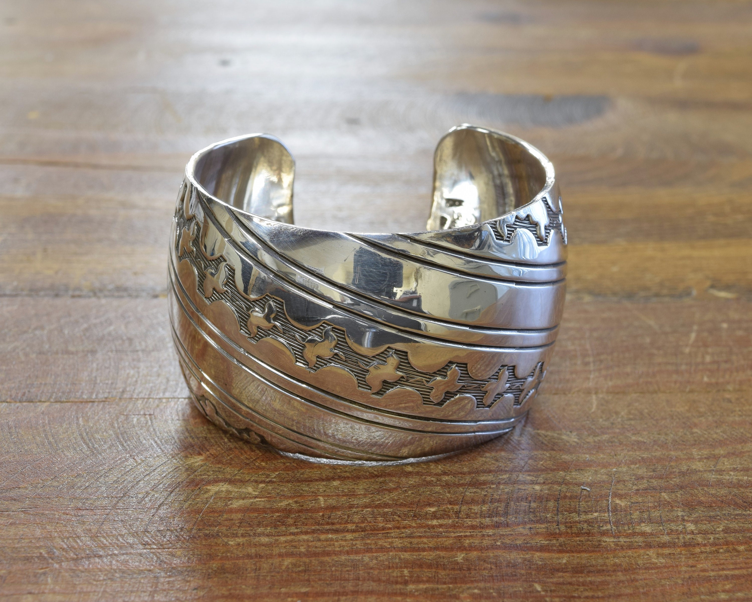 Vintage Navajo Sterling Silver Stamped Cuff Bracelet - Etsy Canada