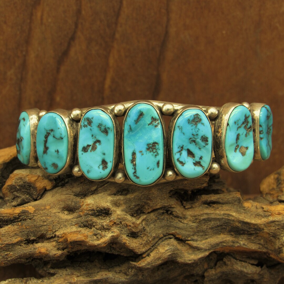 Sterling Silver & Blue Turquoise Nugget Bracelet –