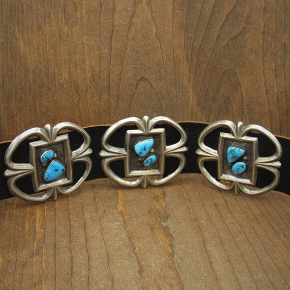 Vintage Sand Cast Sterling Silver and Turquoise C… - image 4