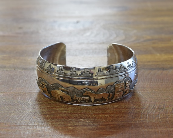 【12k × sterling silver】navajo バングル Vintage Navajo Sterling Silver and 12K Gold Fill Overlay Cuff