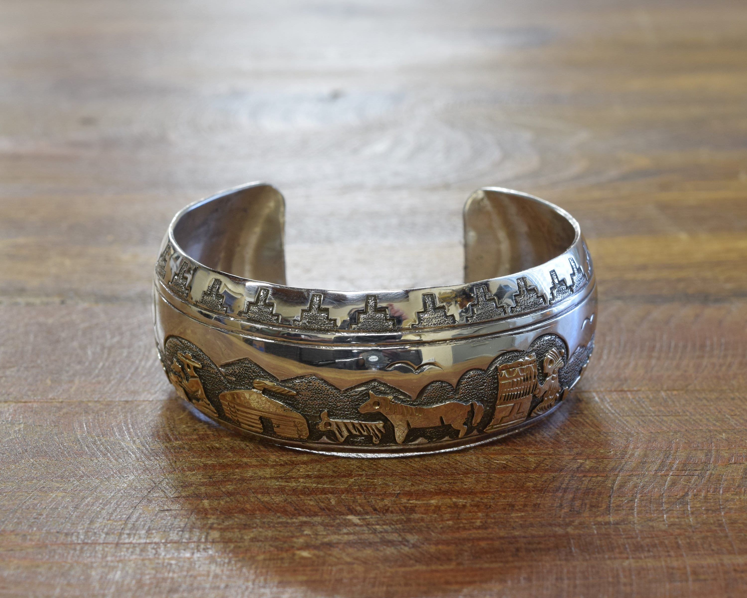 【12k × sterling silver】navajo バングル Vintage Navajo Sterling Silver and 12K Gold Fill Overlay Cuff