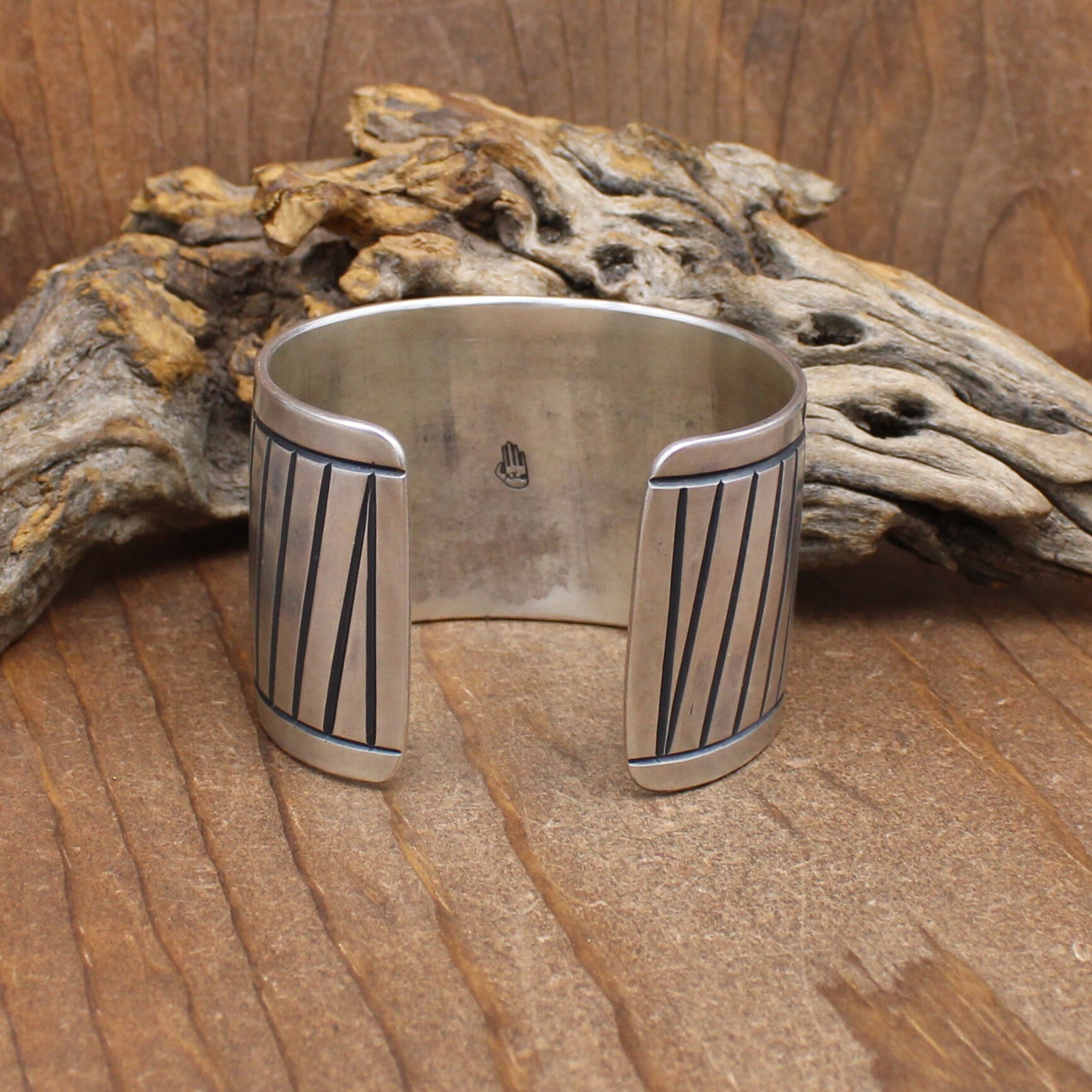 Wide Vintage Navajo Sterling Silver Cuff Bracelet by Aaron Wide Vintage Navajo Sterling Silver Cuff Bracelet by Aaron