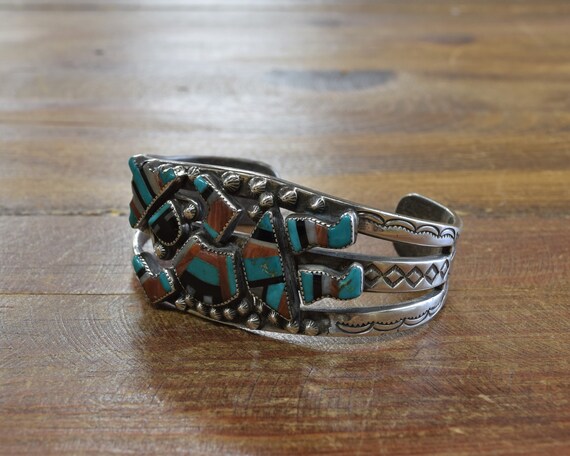 Vintage Zuni Sterling Silver and Multi-Stone Inla… - image 4