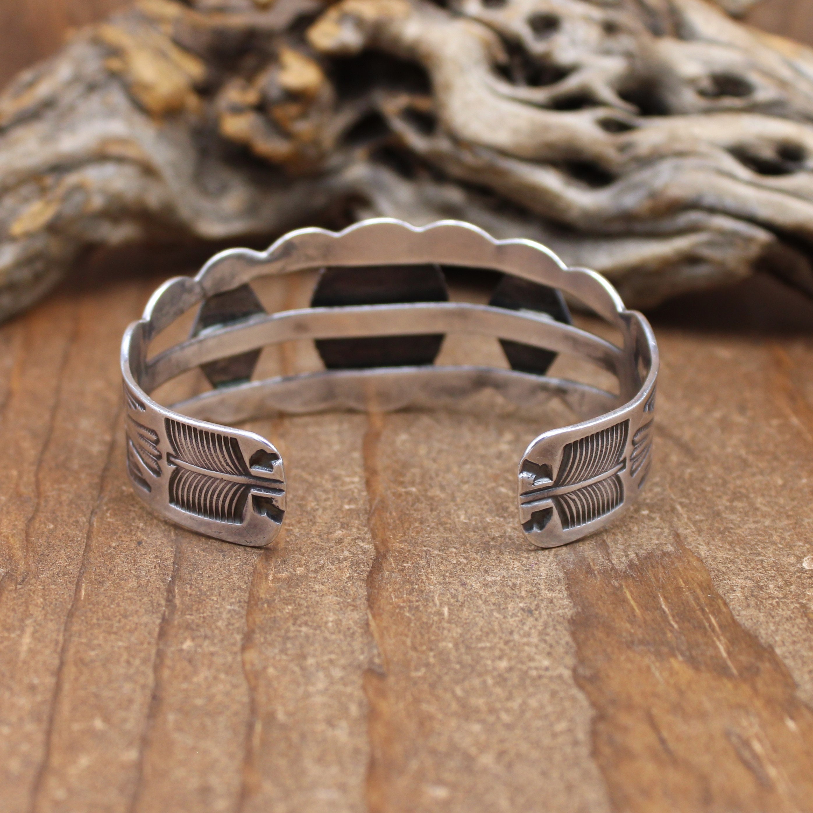 Sterling Silver Fred Harvey Style Stamped Cuff Bracelet - Etsy