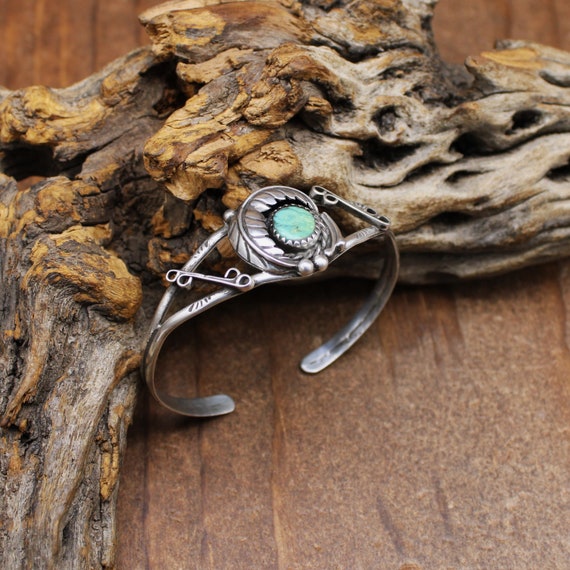 Vintage Sterling Silver and Green Turquoise South… - image 5