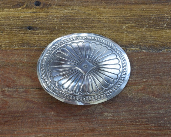 Southwestern Sterling Silver Stamped Concho Belt Buckle - Etsy display picture 1