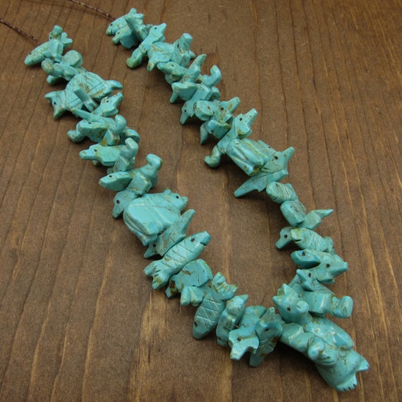 Southwest Carved Turquoise Necklace with Standing… - image 3