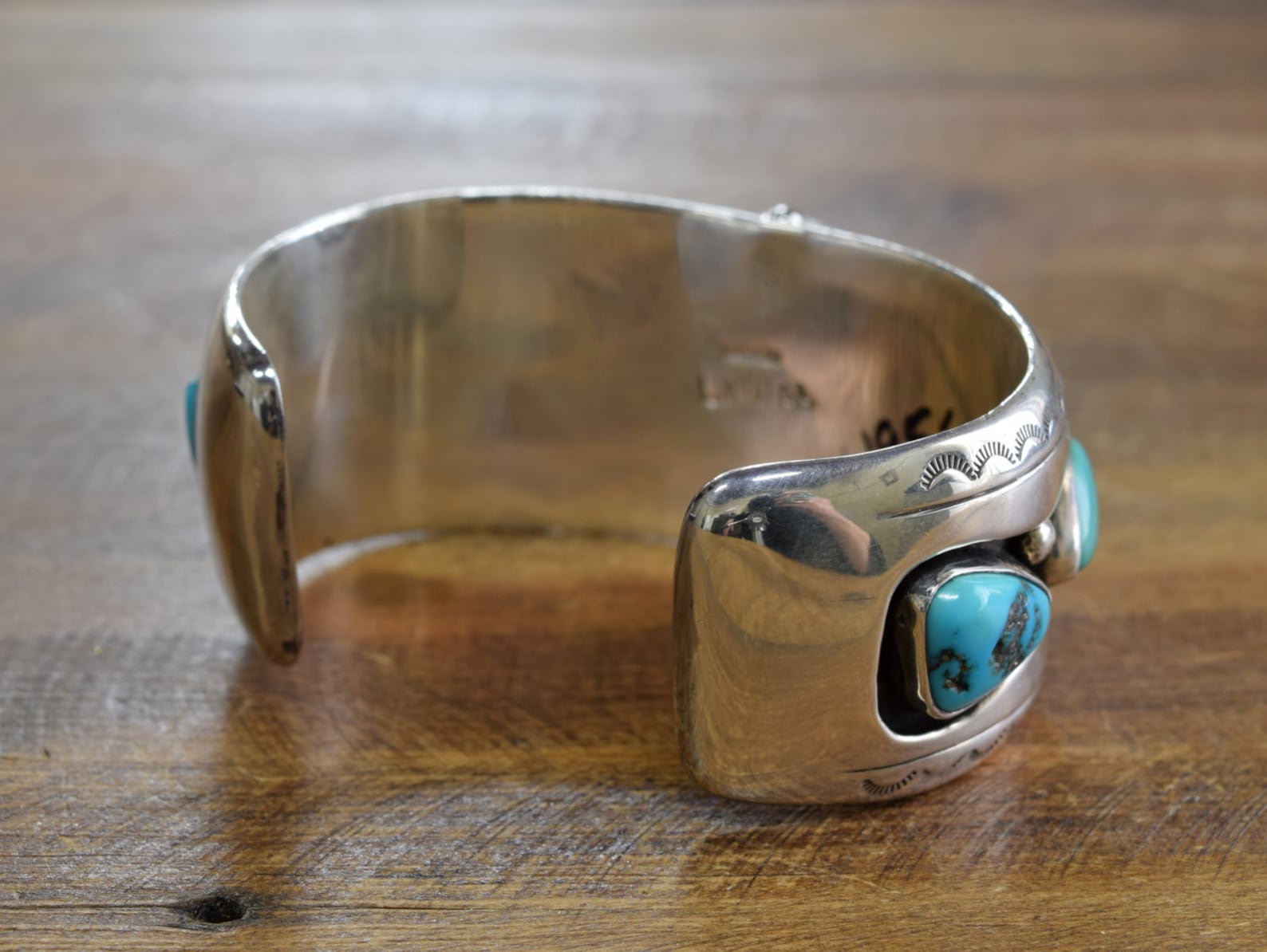 Vintage Navajo Turquoise Shadowbox Sterling Silver Watch Cuff Bracelet ...
