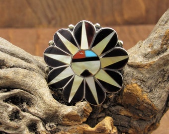 Southwest Sterling Silver Inlaid Sun Kachina Mask Pin/Pendant *