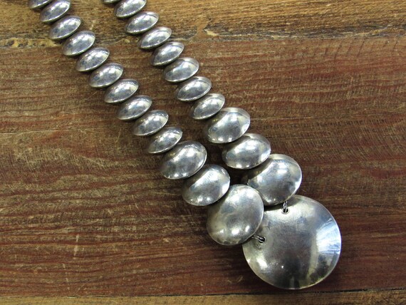 Vintage Stamped Sterling Silver Beaded Necklace - image 3