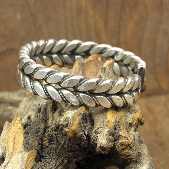 Vintage Sterling Silver Twisted Wire Cuff Bracelet - image 3