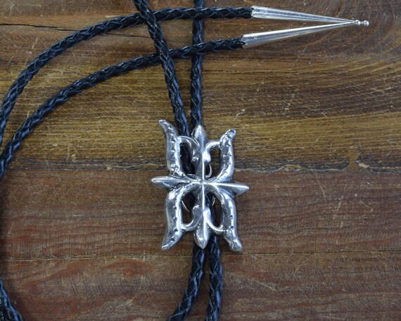 Vintage Sterling Silver Sandcast Bolo Tie