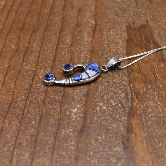 Pretty Lapis Lazuli and Lab Opal Inlay Sterling S… - image 4