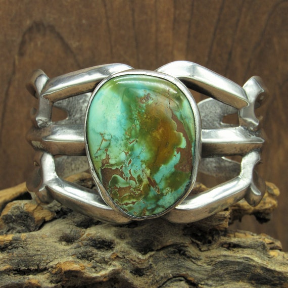 Vintage Southwestern Sterling Silver Turquoise Sa… - image 1