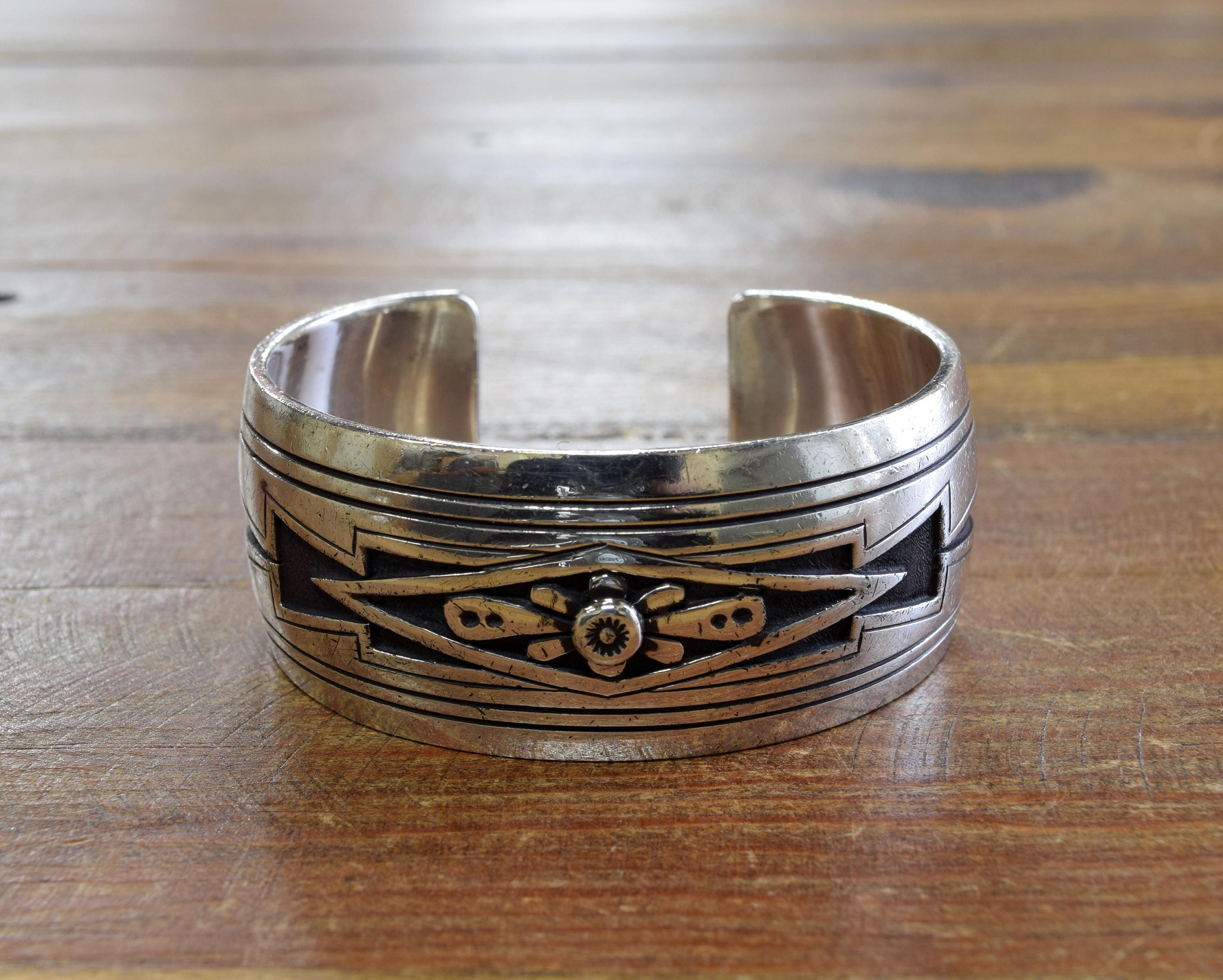 Important Joe J Vintage Native American Hopi Sterling Silver Bracelet Important Joe J Vintage Native American Hopi Sterling Silver Bracelet
