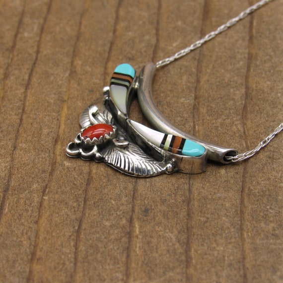 Vintage Southwestern Multi-stone Inlay and Coral … - image 4