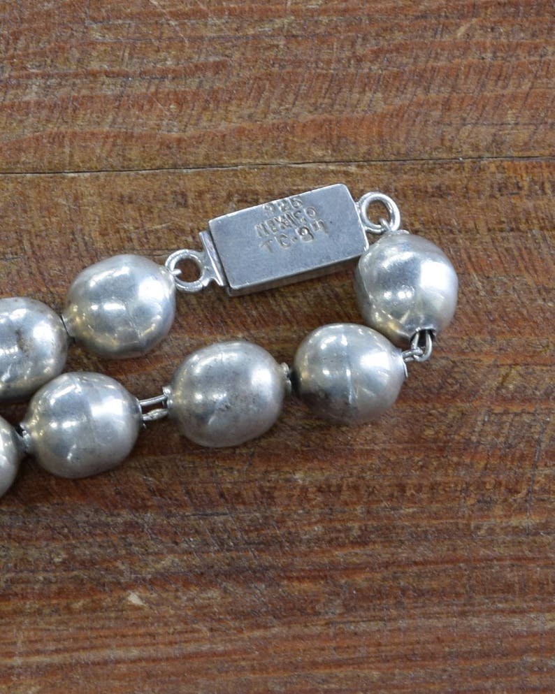 Vintage Taxco Sterling Silver Bead Necklace 18 Etsy