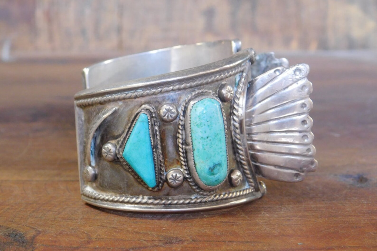Vintage Navajo Sterling Silver and Turquoise Watch Cuff Bracelet* - Etsy